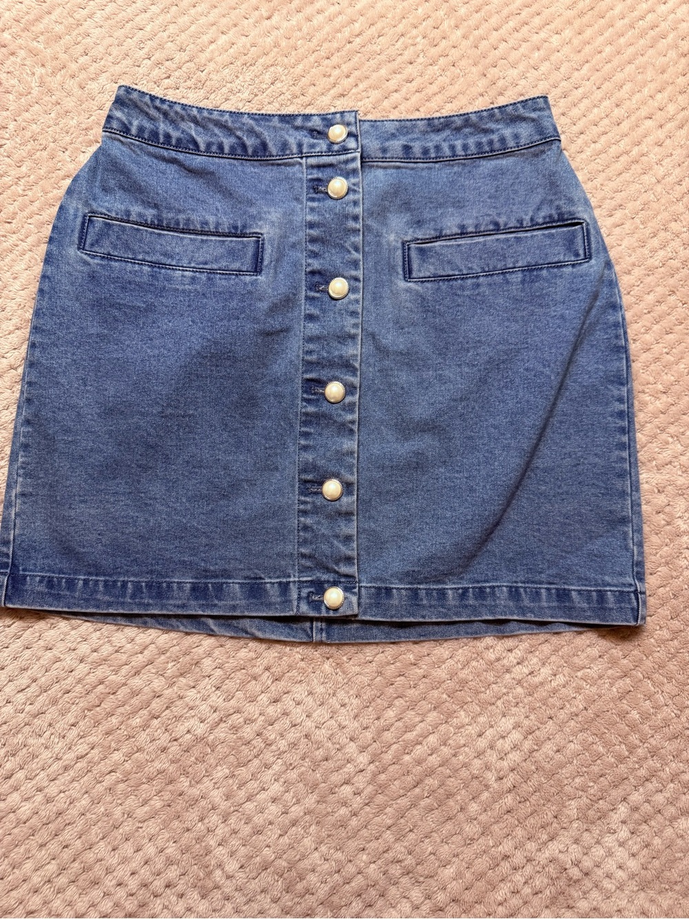 House of Harlow of 1960 Classic Denim Button-Front Skirt - Blue